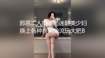  邪恶二人组下药迷翻美少妇换上各种丝网轮流玩大肥B